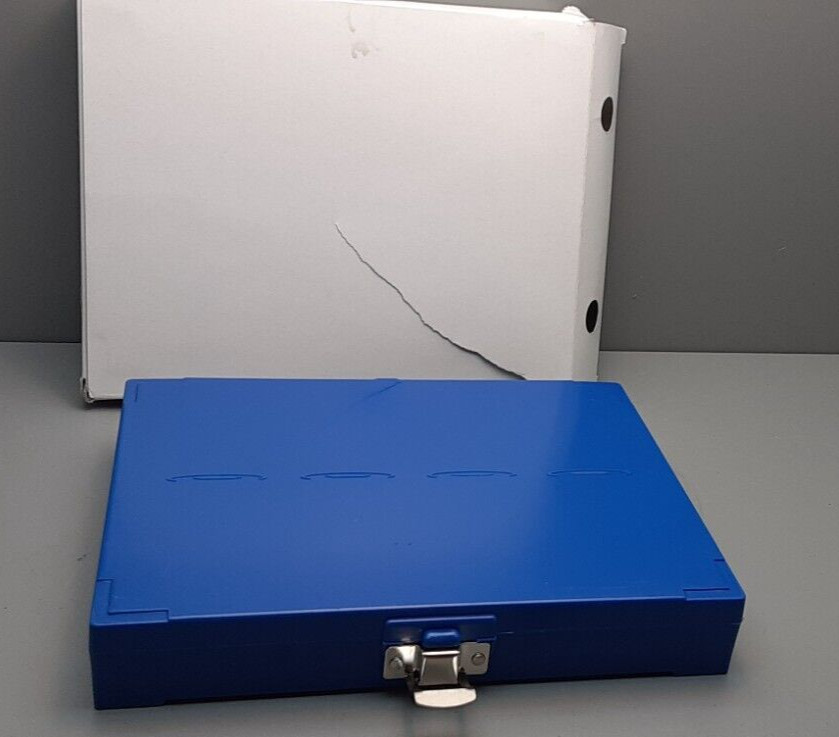 MICROSCOPE SLIDE BOX  BLUE  CASE STORAGE HOLDS 100 SLIDES (NIB)