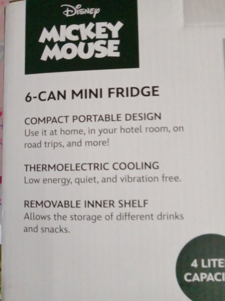 Mickey Mouse 6 Can Mini Fridge New