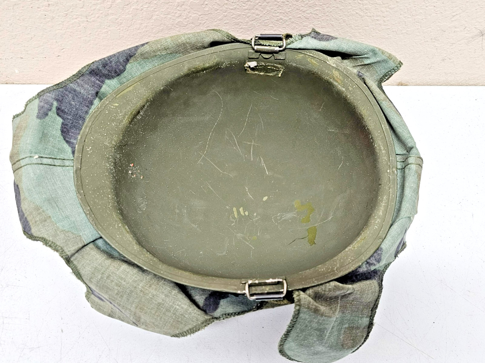 1950s US Army M1 Helmet w/ Green Metal Chinstrap & Liner