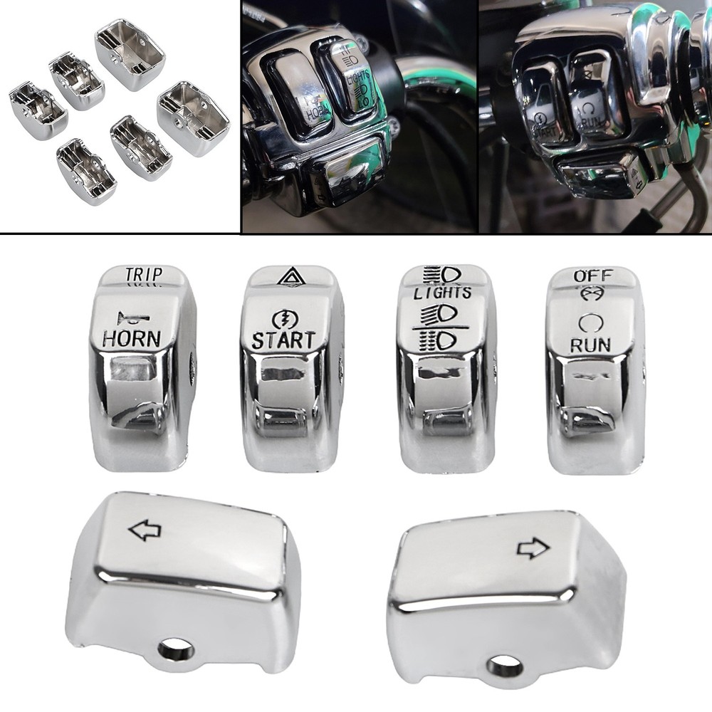 Chrome Hand Control Switch Housing Button Cap For Harley Dyna FXDF FXDLS Softail