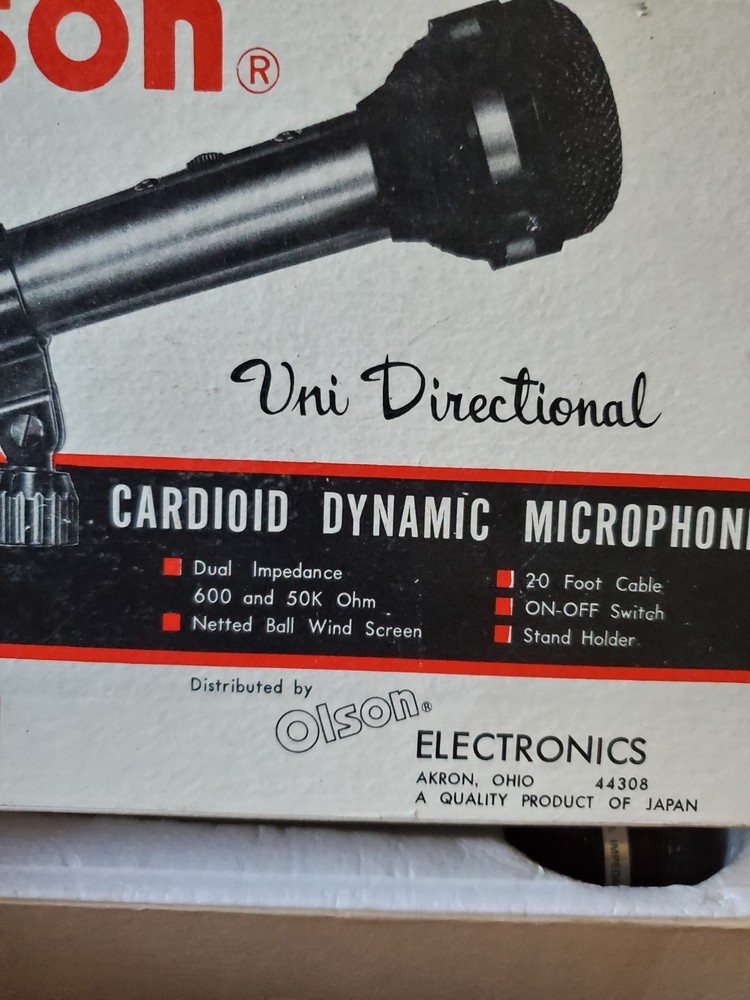 OLSON M-301 DUAL CARDIOID DYNAMIC MICROPHONE * NEW ~ Untested