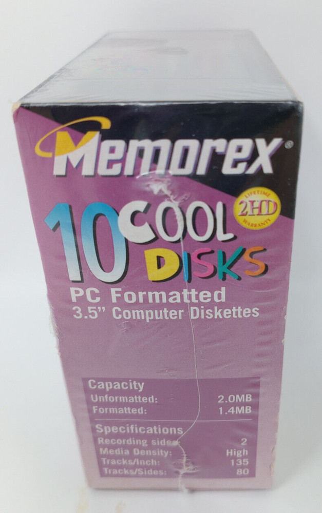 10 Pack Memorex 2HD 3.5" Computer Diskettes PC Format Cool Disks -New Sealed