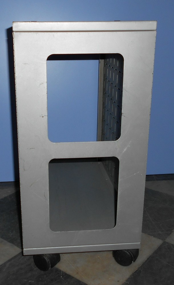 COMPUTER TROLLEY PC DESKTOP CASE METAL GREY WITH OFFICE WHEELS