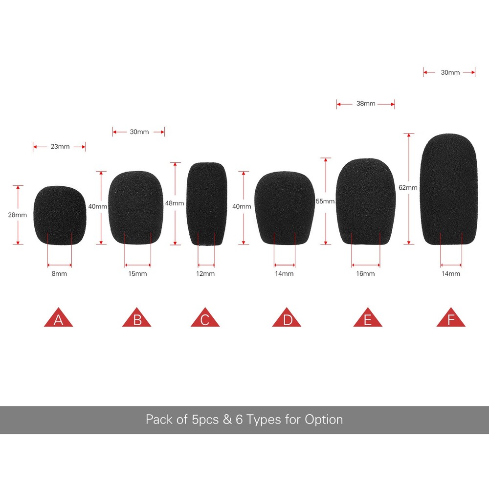 Mini Microphone Windscreens Mic Foam Covers For Lapel Headset Microphone Black