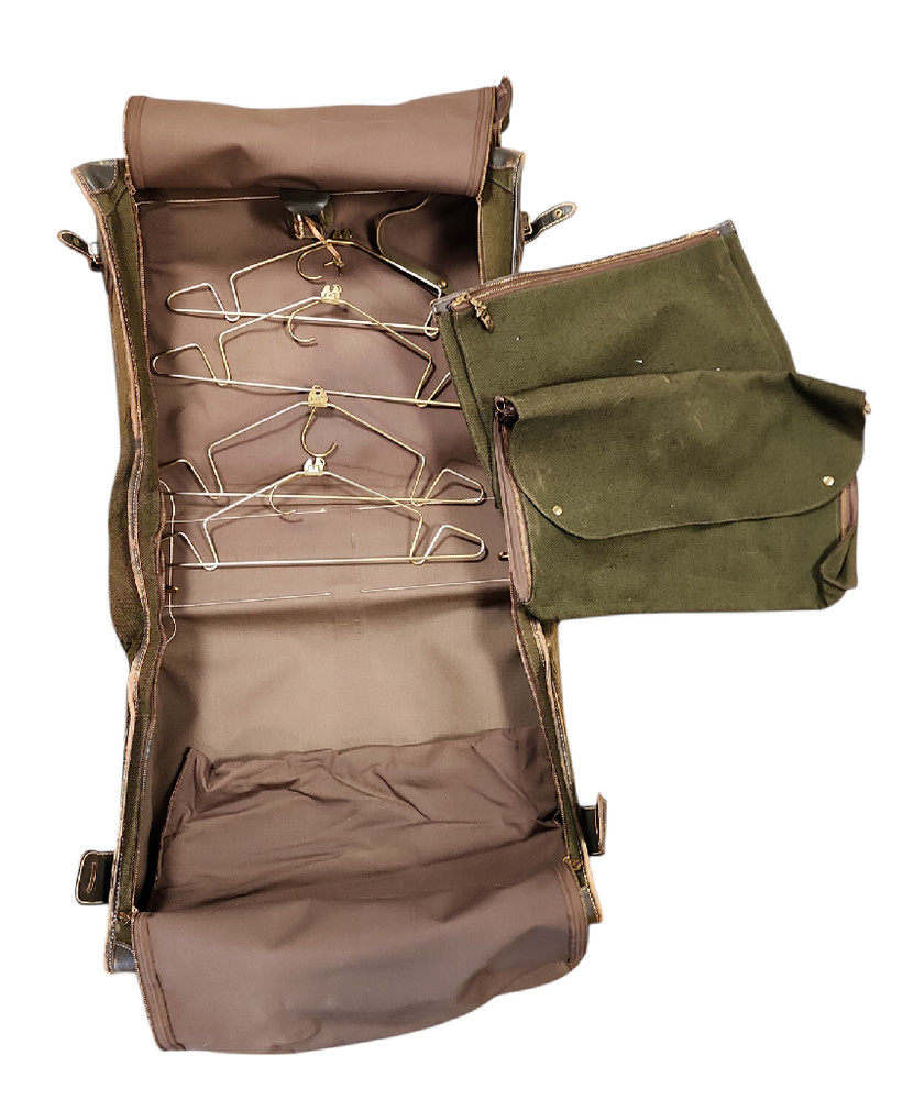 Vintage WWII U.S. Army Air Force Luggage Uniform Garment Uniform Bag w/ Satchel