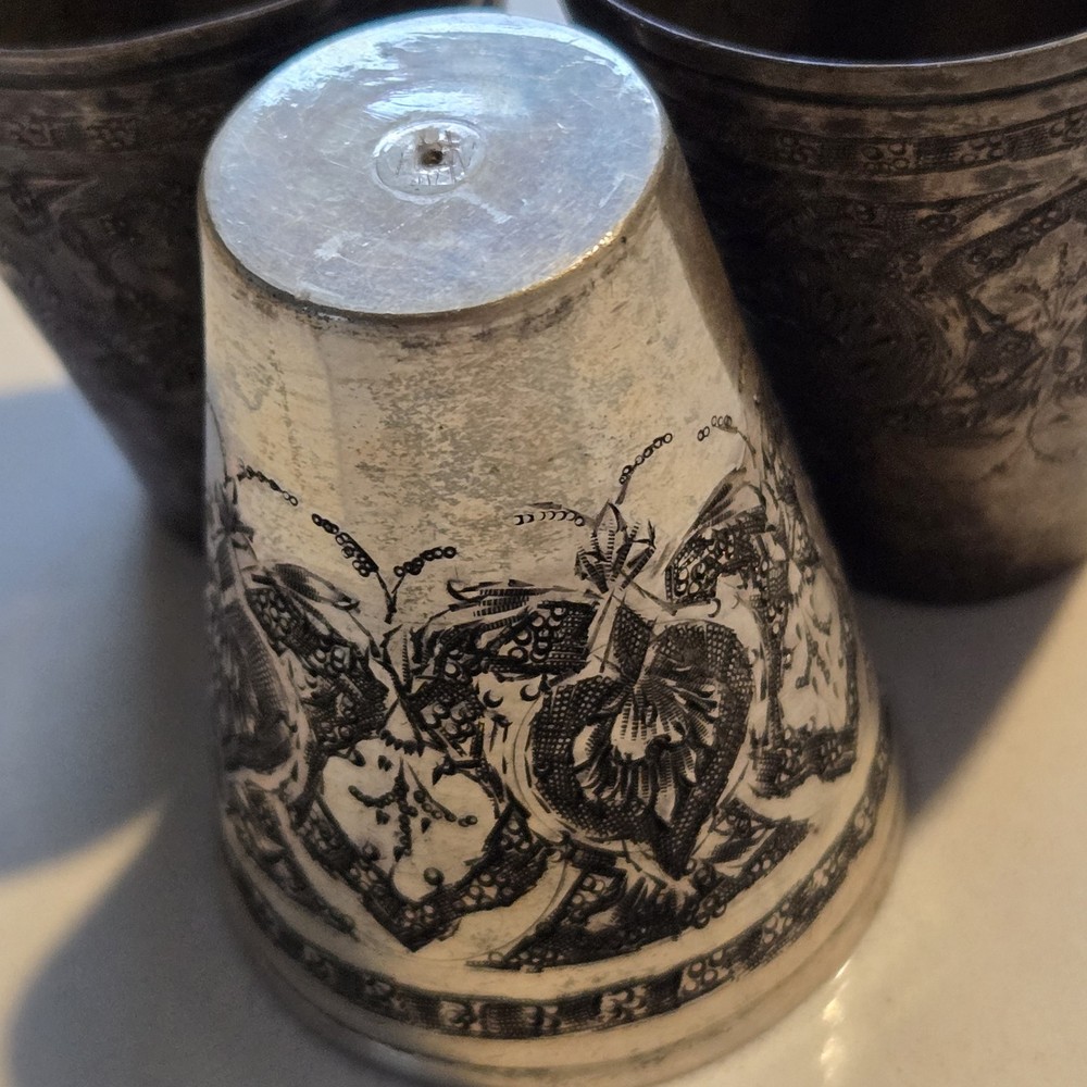 Set Of 3 Middle Eastern Solid Silver Shut Marked 84