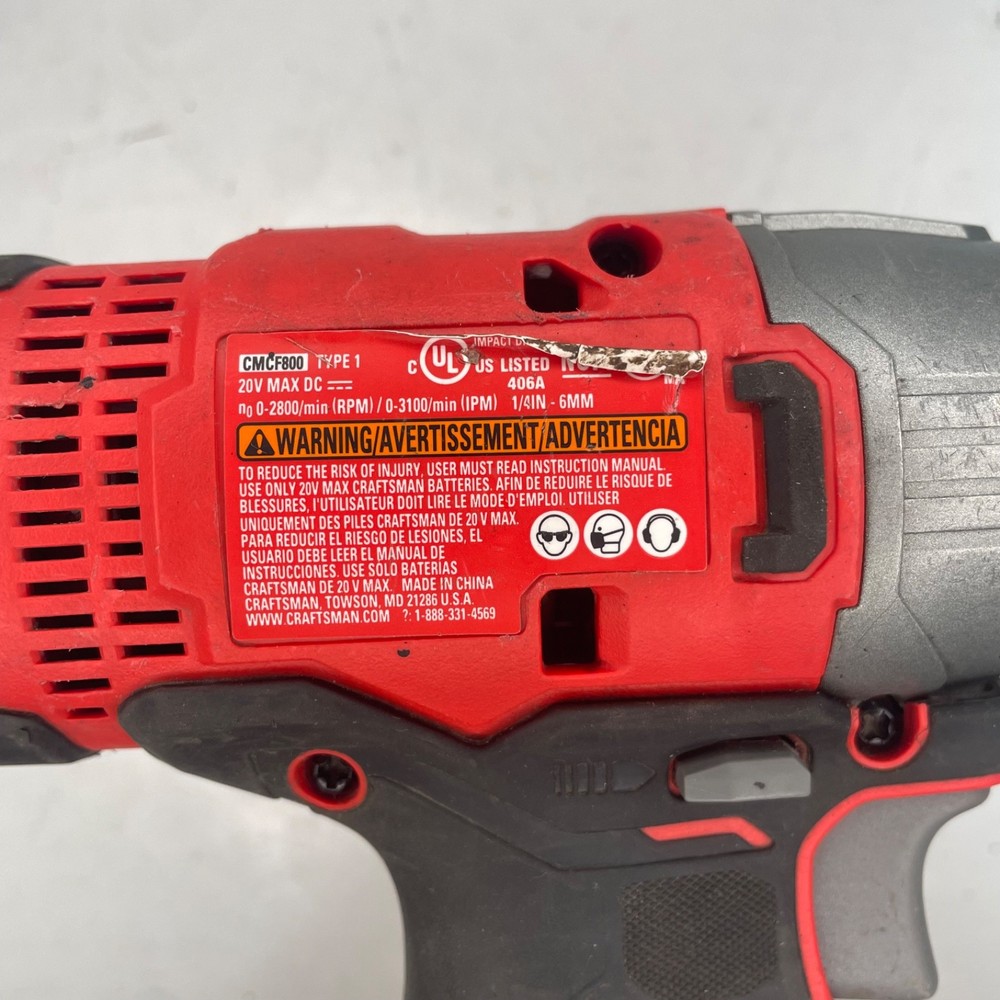 Craftsman CMCF800 20V Impact Driver 1/4" Brushed Variable Speed Tested