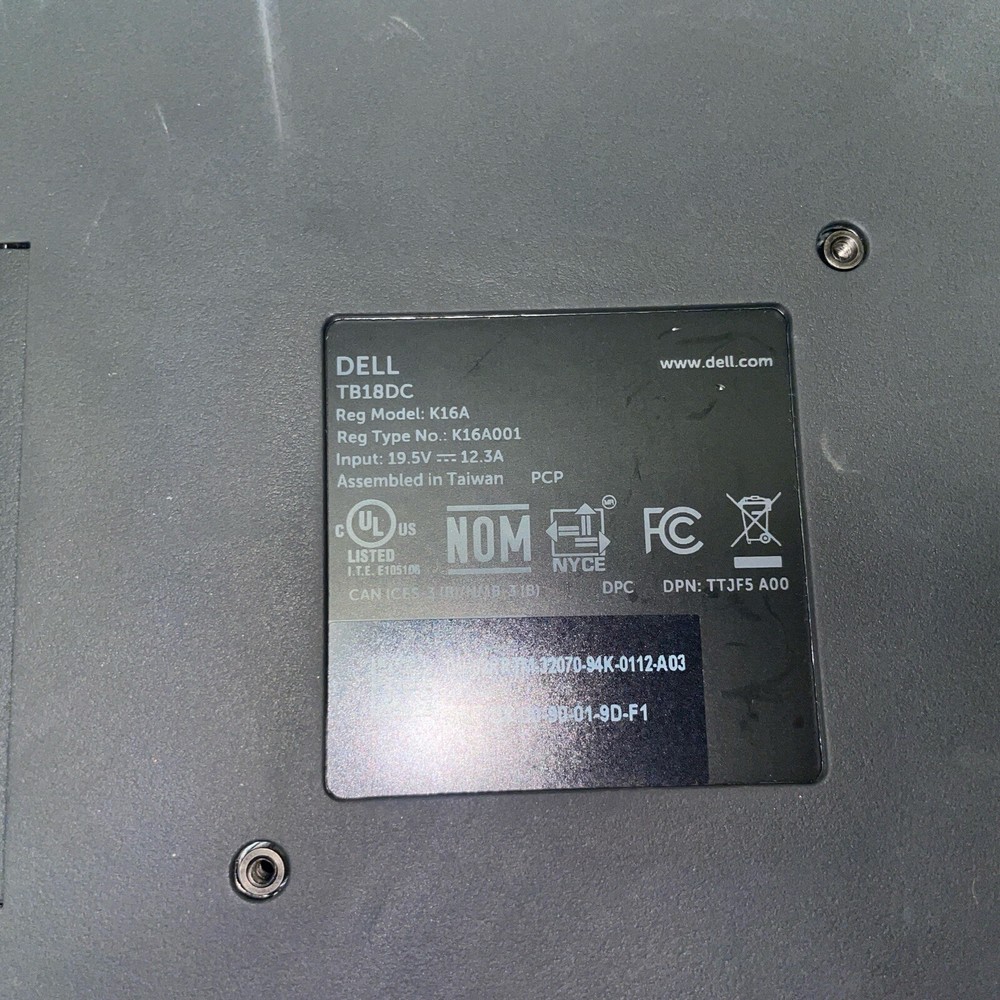 Dell TB18DC USB-C Thunderbolt Dual Docking Station