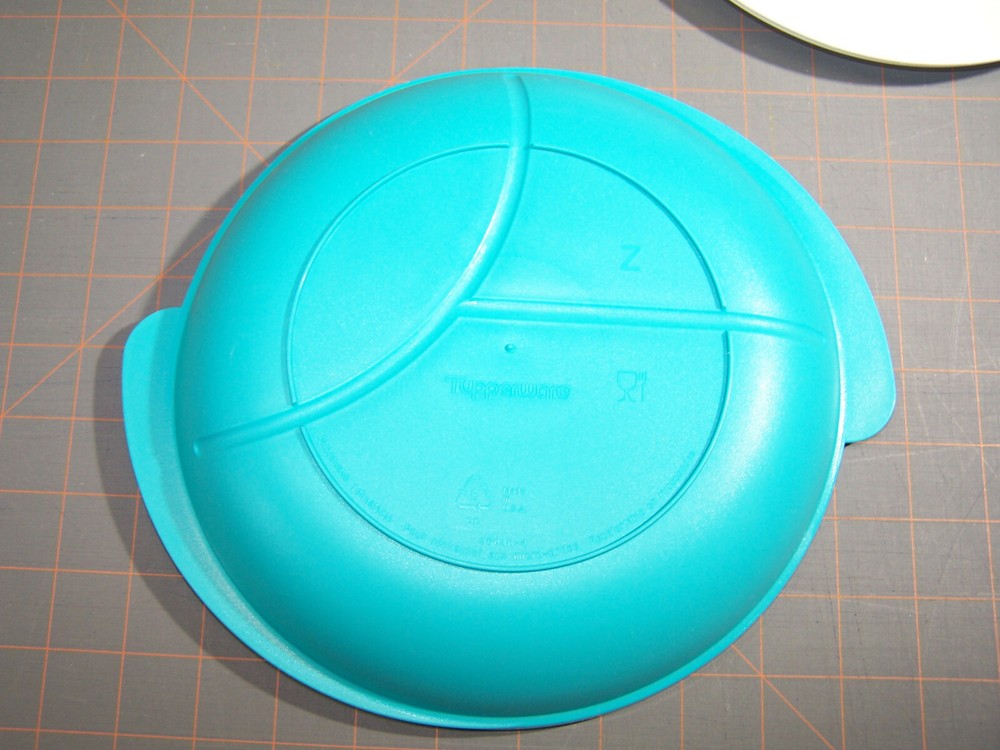 Tupperware 2604 Teal Divided Microwave Dish & White Lid
