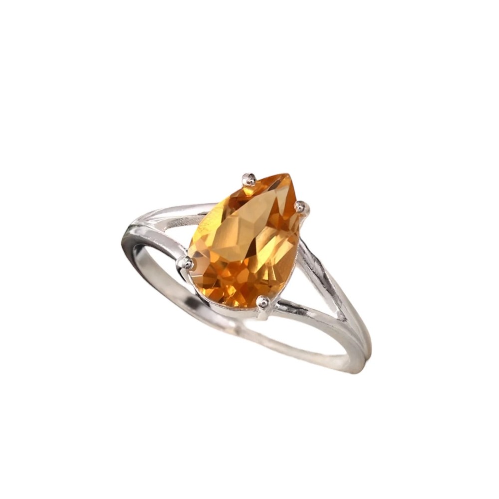 Citrine Solid 925 Sterling Silver Ring 5