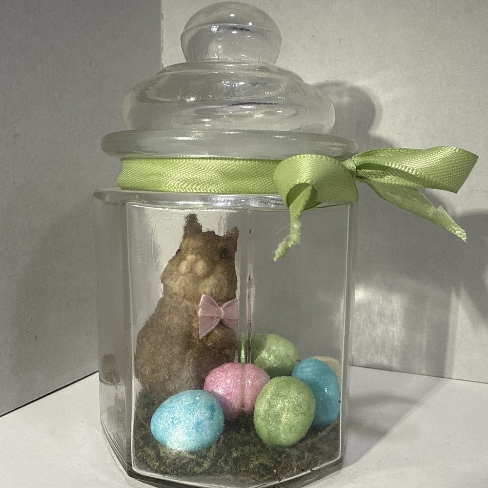 Decorative Easter Jar Bunny With Colorful Eggs 5”