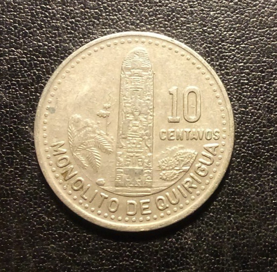 1989 Guatemala 10 Centavos Coin