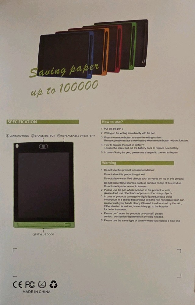 8.5 LCD Writing Tablet, Green
