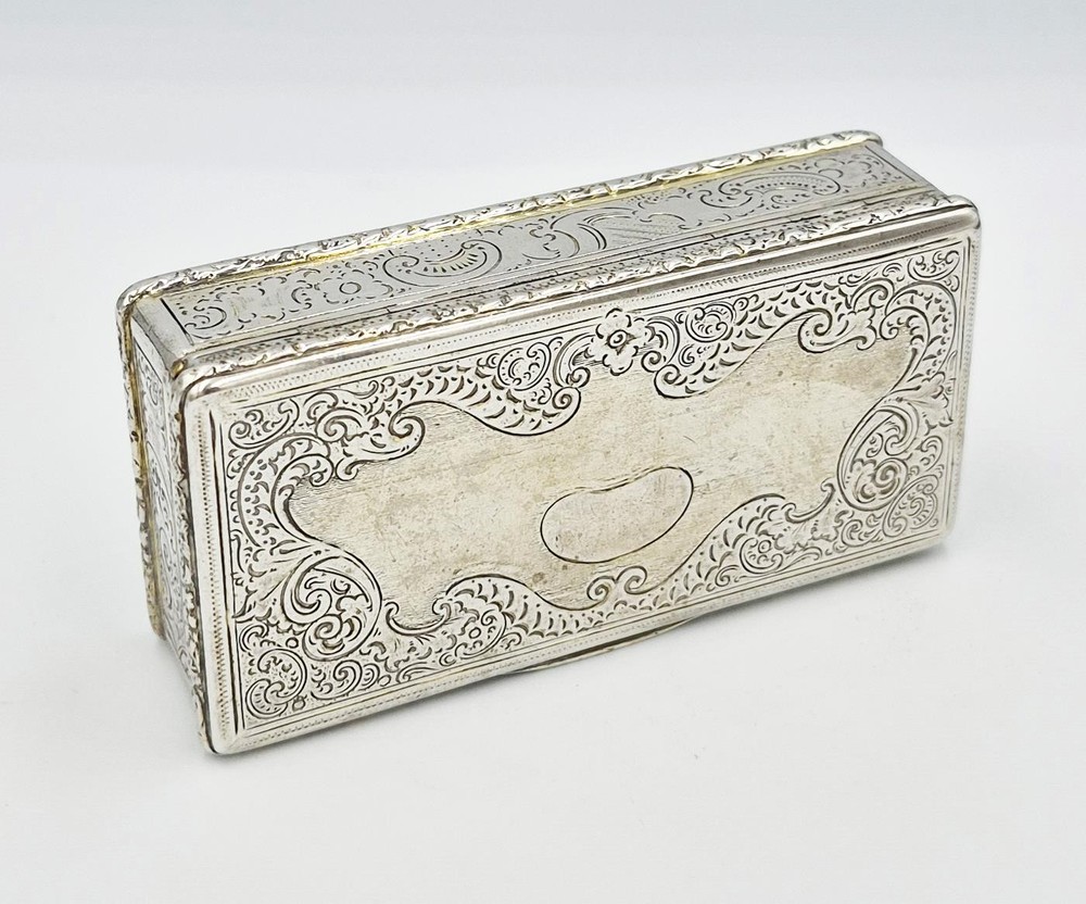 FINE AUSTRO-HUNGARIAN SOLID SILVER GILT LARGE SNUFF BOX c1846