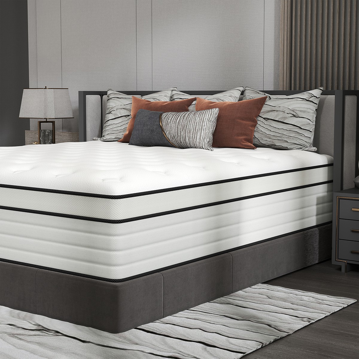 12/14 Inch Full Queen King Size Mattress Hybrid Foam Innerspring Bed in a Box