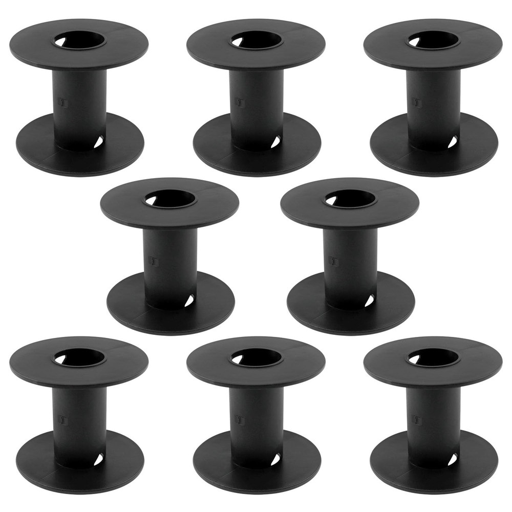 8 PCS 71mm 2.8-inch Black Plastic Empty Spools for Ribbon Thread Cord Wire