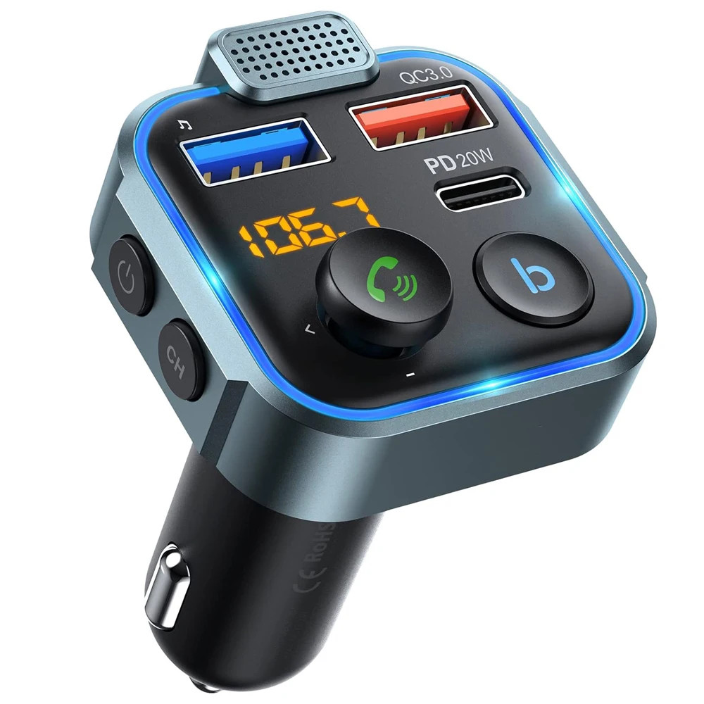 Car Bluetooth 5.0 FM Transmitter PD 20W QC3.0 18W Fast Charger Wireless FM Radio
