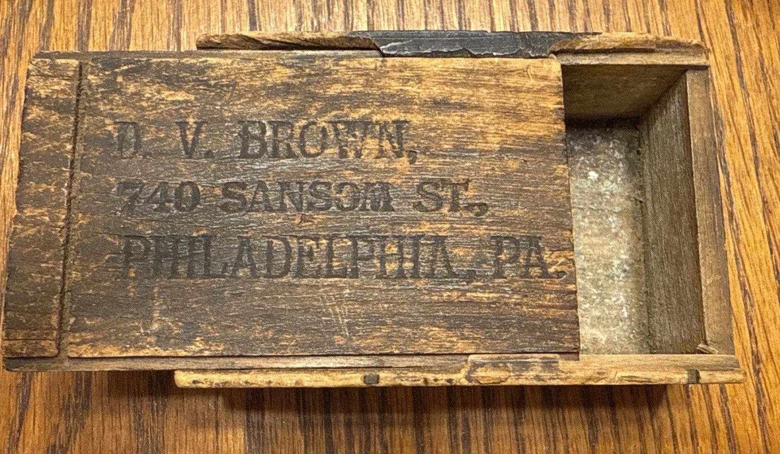 Antique D.V. Brown Optician Wooden Tool Box Philadelphia PA Optics