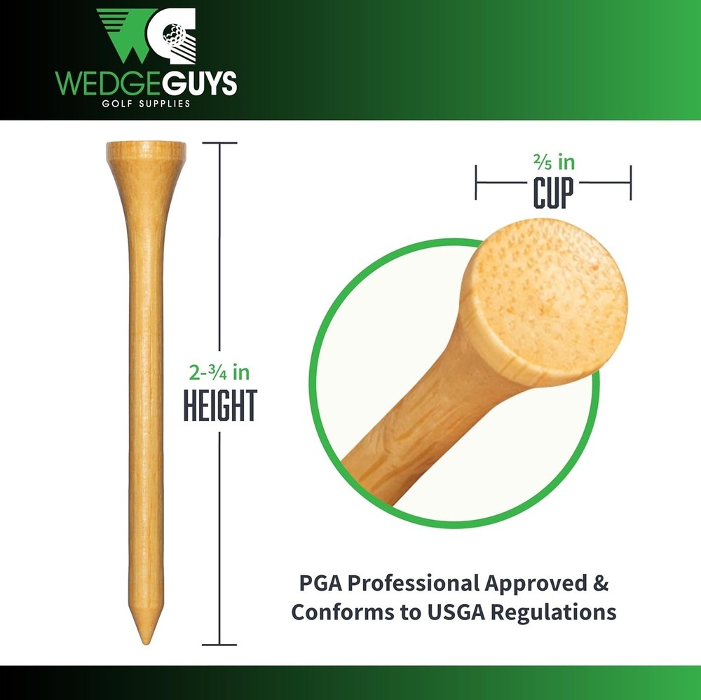 Bulk Bamboo Golf Tees - 1000 pcs, Extra Durable & Eco-Friendly for Optimal Play