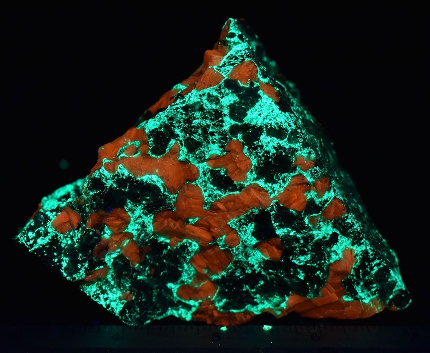 Cool Pattern Fluorescent  Willemite and Calcite From Franklin, NJ