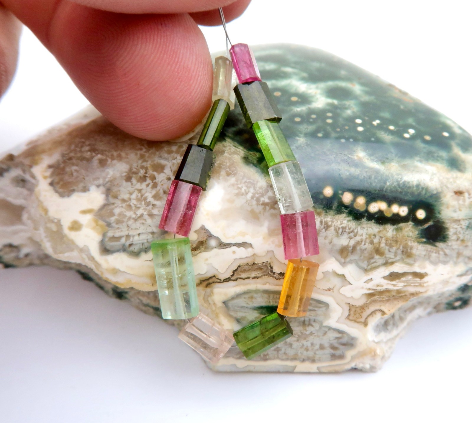 NEW GORGEOUS AAAAA MULTI COLOR TOURMALINE GEMSTONE BEADS FACETED CYLINDER BEADS