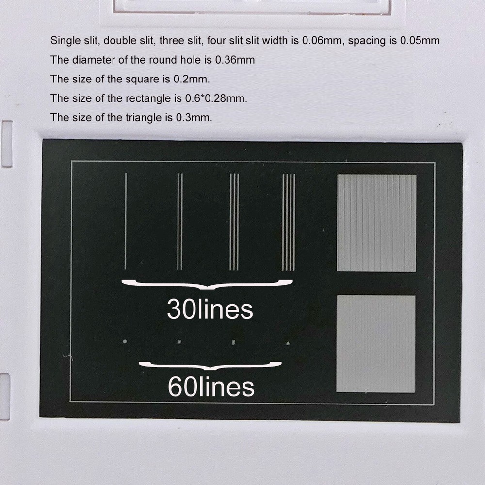 5pc Interference Diffraction Grating Single & Double Slit Interference Diaphragm