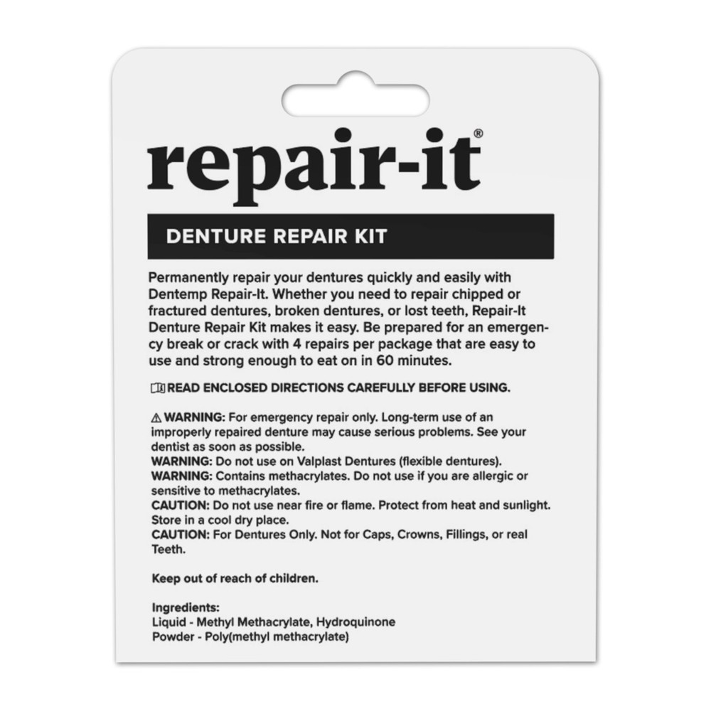 Denture Repair Kit - Fix Broken Dentures, Mend Cracks, Replace Loose Teeth