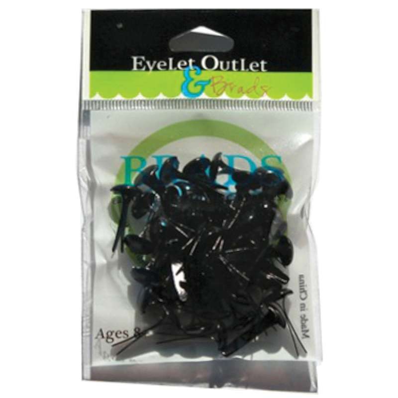 Eyelet Outlet Round Brads 8mm 40/Pkg Black