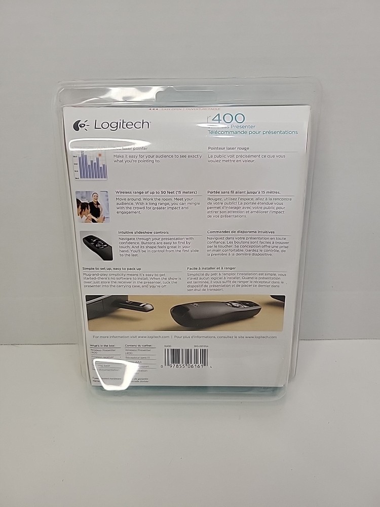 Logitech New R400 Presenter Remote Control & Laser Pointer 910-001354.