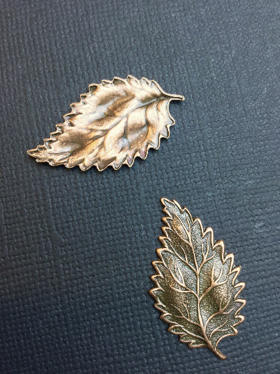 32645 - 2 Pc. Single Leaf Jewelry Finding Copper Oxidized