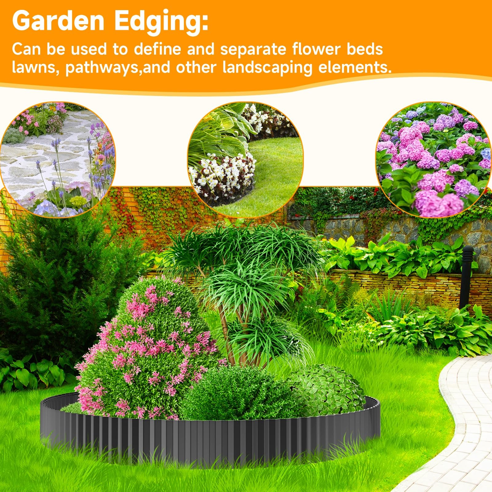 Corrugated Metal Edging for Landscaping, Sturdy Garden Edging Border for Flow...