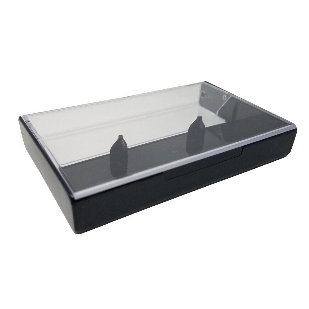 5 Cassette Tape Cases: Clear Front + Black Solid Back - Plastic