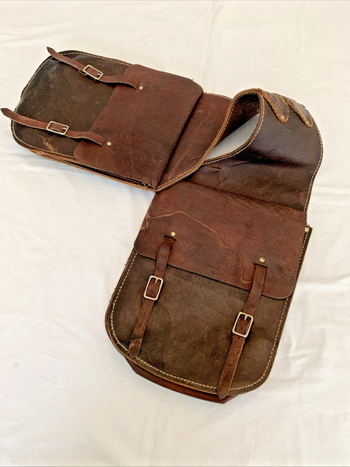 Vintage Leather Saddle Bags • Western Cowboy Horse Tack