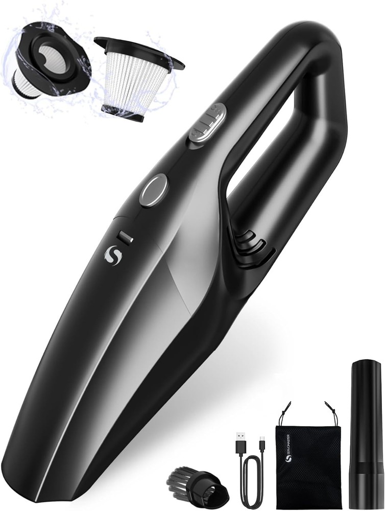 Lightweight Rechargeable Handheld Vacuum - Includes Crevice Tool & Dusting Brush