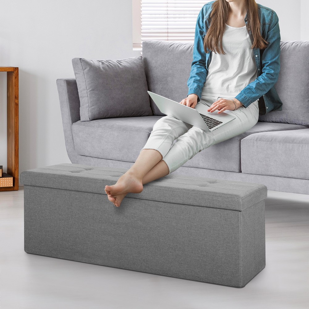 43'' Storage Ottoman Bench Foldable with Hidden Storage FootStool Save Space