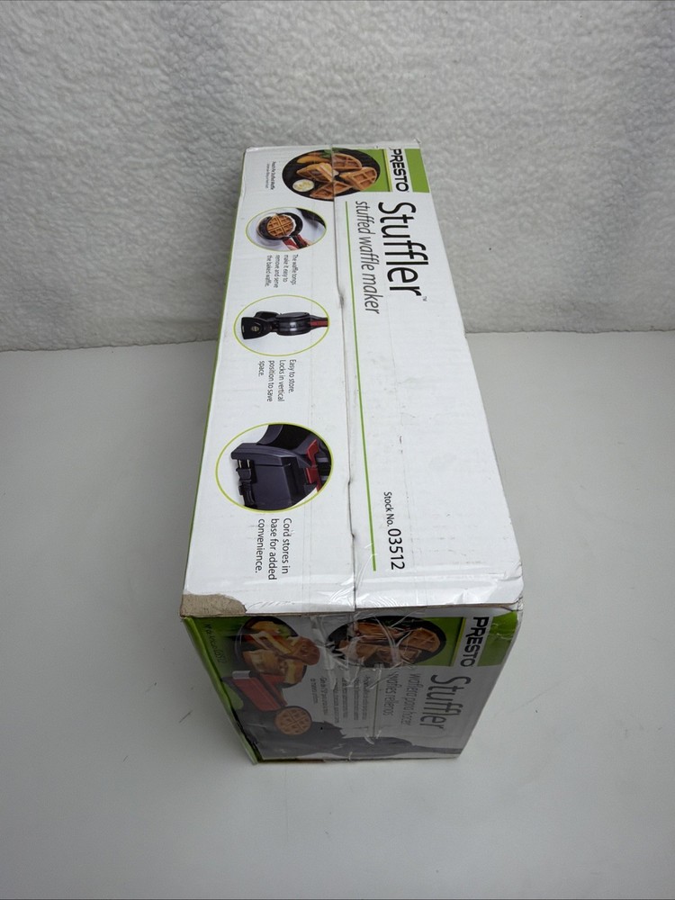 Presto 03512 Stuffler Stuffed Waffle Maker Belgian Large Black Open Box
