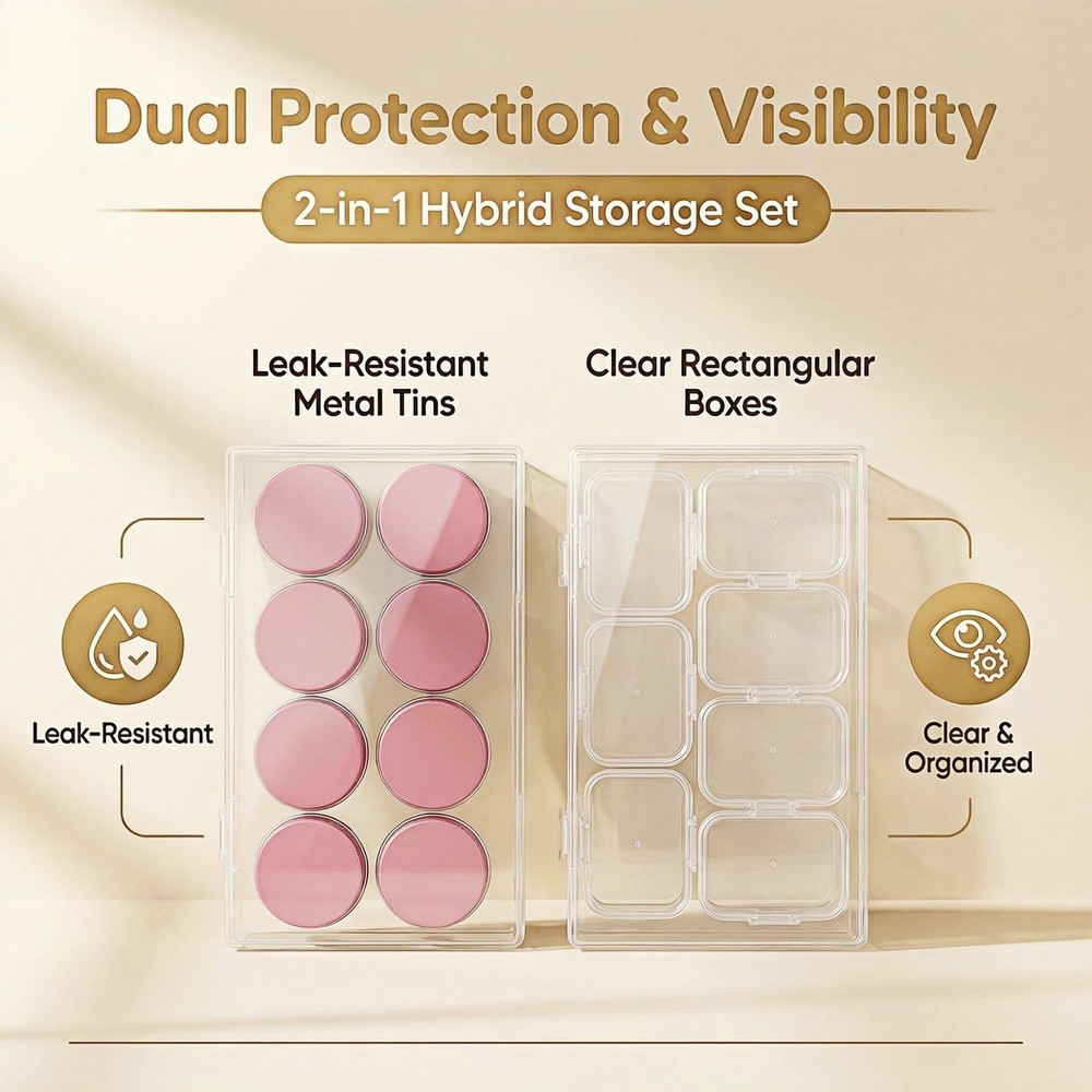 Mixed Storage System,2-Pack Outer Cases with 7 Plastic Boxes & 8 Aluminum Tin...