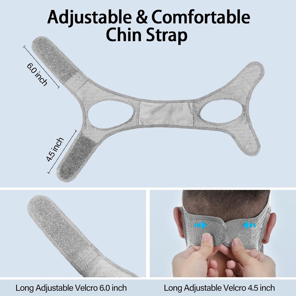 Adjustable Anti Snoring Chin Strap - Soft, Breathable Solution for Couples