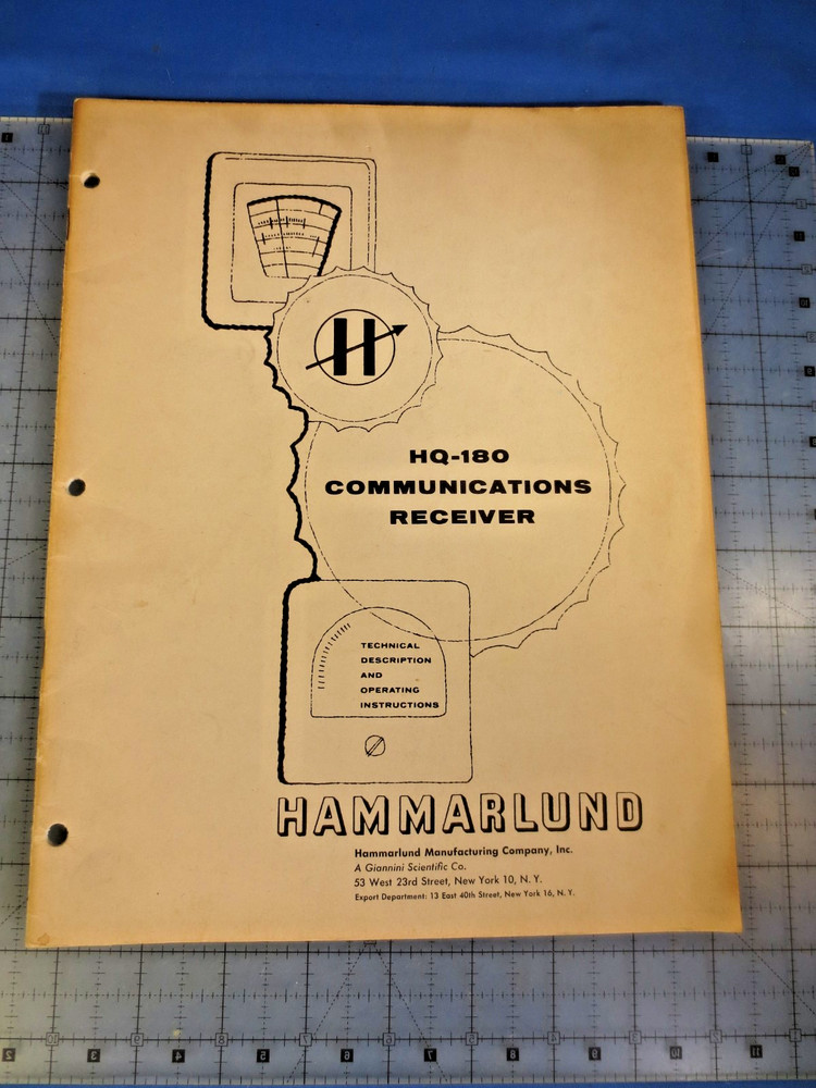RARE! Hammarlund HQ-180 Communications Receiver Operating Manual (Original!)