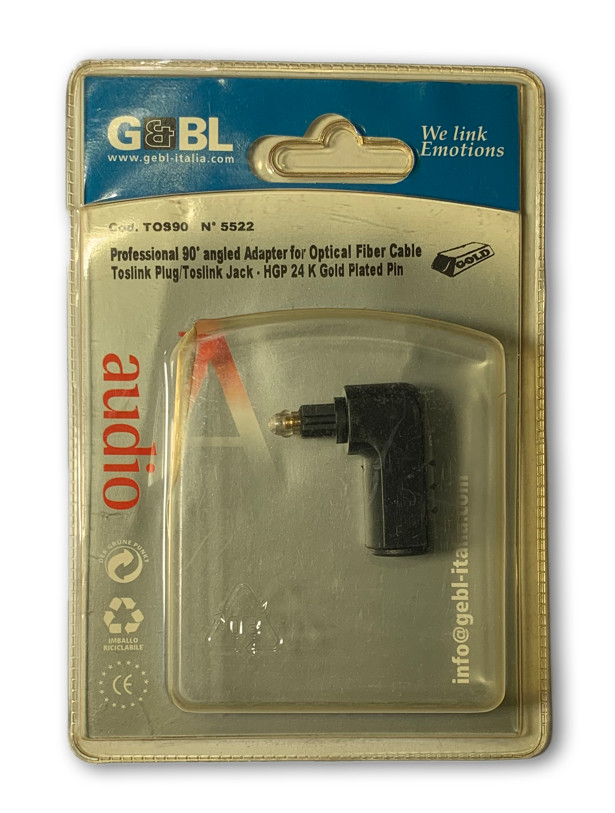 Optical Audio Cable Adapter - Right Angle Adapter For Connecting Toslink Optical
