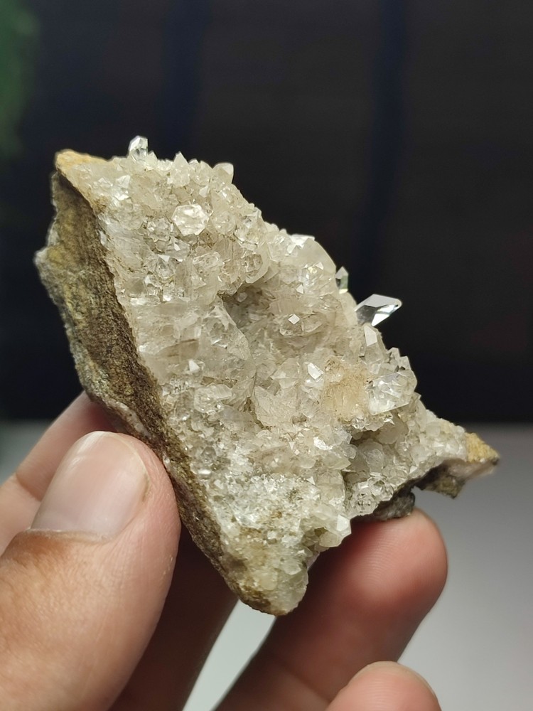 Diamond Quartz Crystals On Matrix, Having Good Luster & Nice Growth.