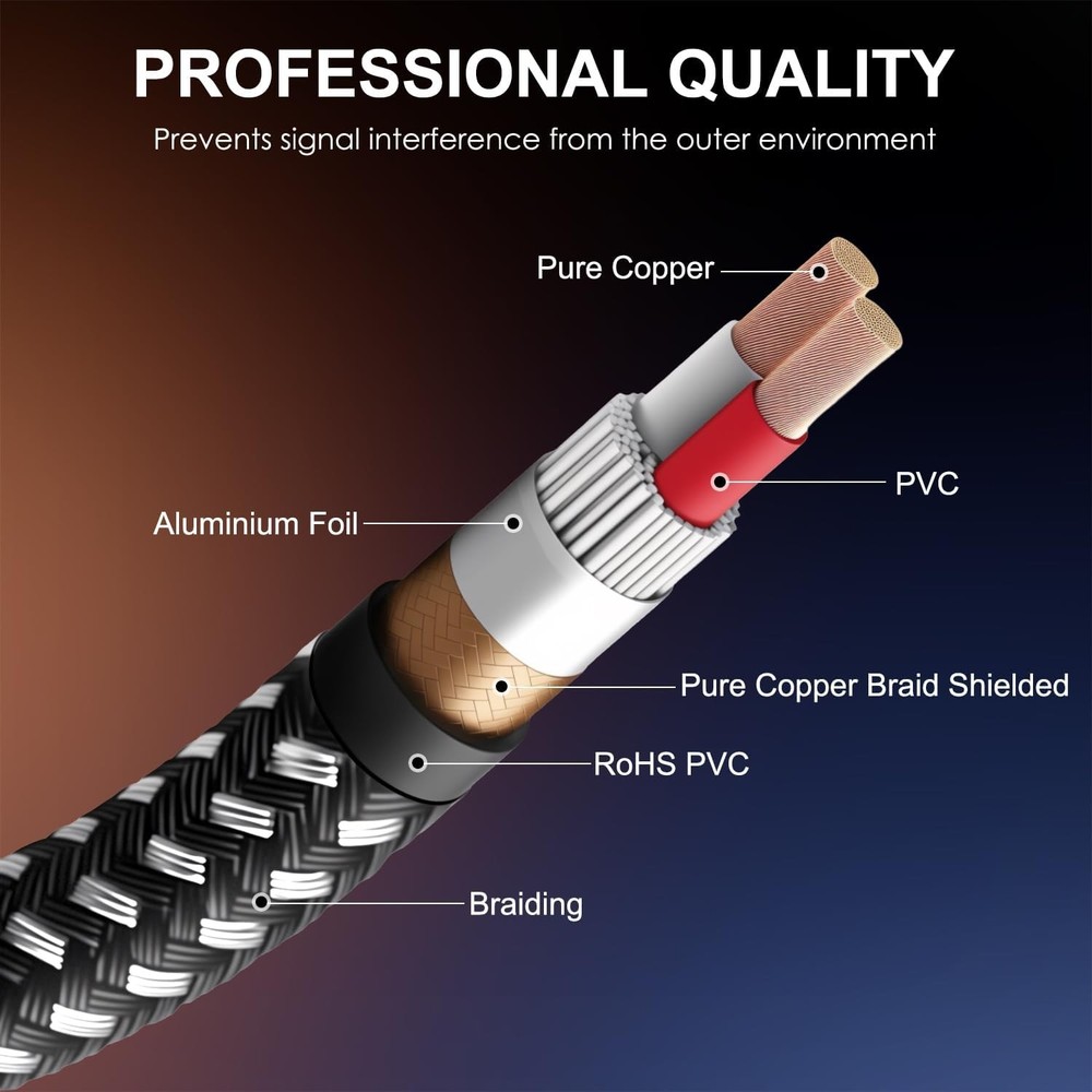 Balanced XLR to 1/4 Cable 50ft Nylon Braided
