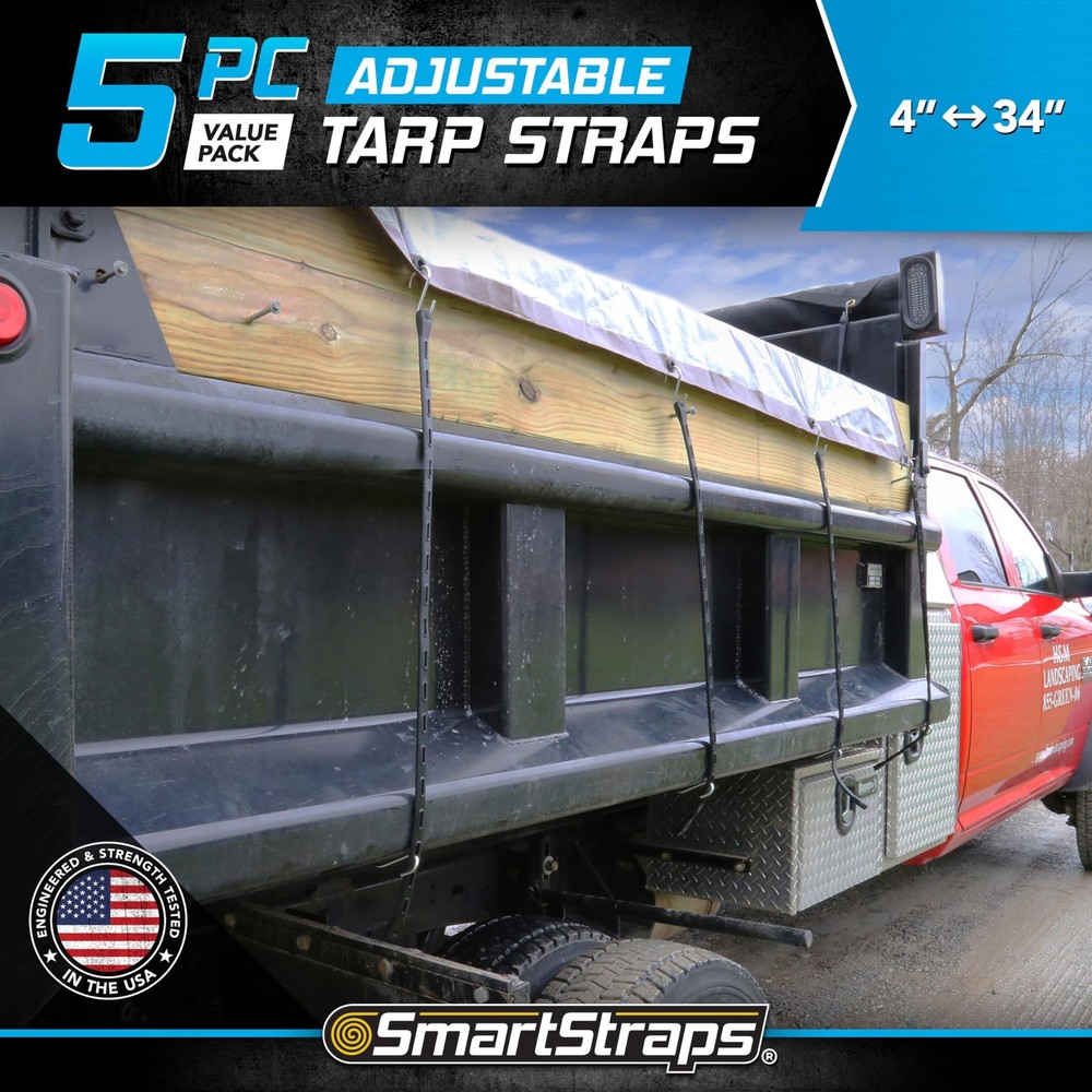 SMARTSTRAPS 1806 Tarp Straps Adjustable Value Pack, 5 Piece 34" 5 Pack