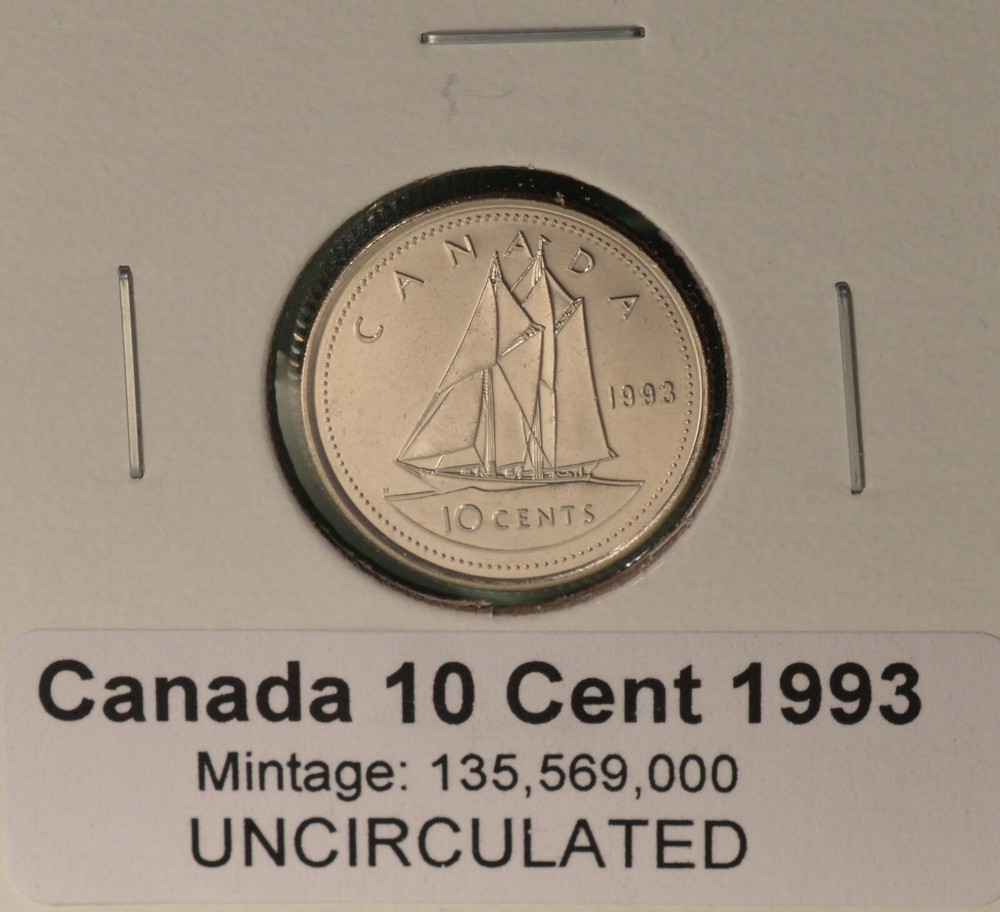 1993 Canada Dime - UNCIRCULATED - from original mint roll - ten cent