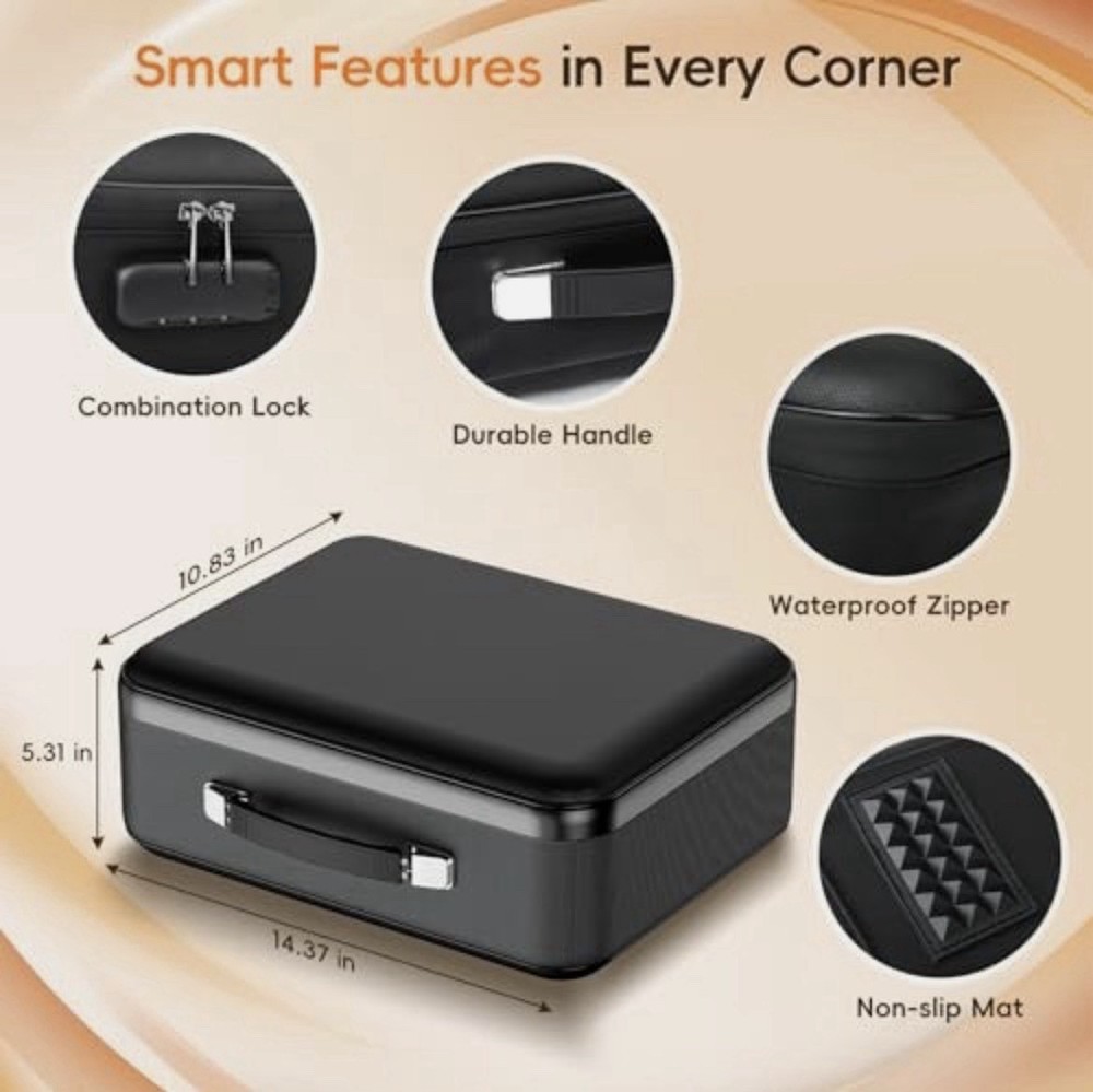 Fireproof Document Box, Hard Case Fireproof Box with Lock, Portable Hard-Shel...