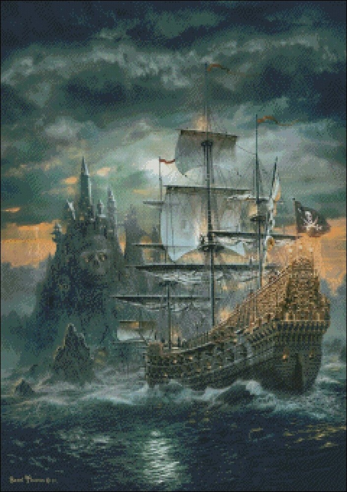 Chart Needlework Crafts DIY-Counted Cross Stitch Pattern - The Pirates Ship