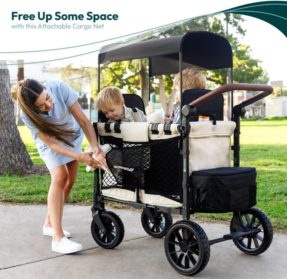 Super Stretchable Cargo Net for Stroller Wagons - Maximize Storage Space, Black