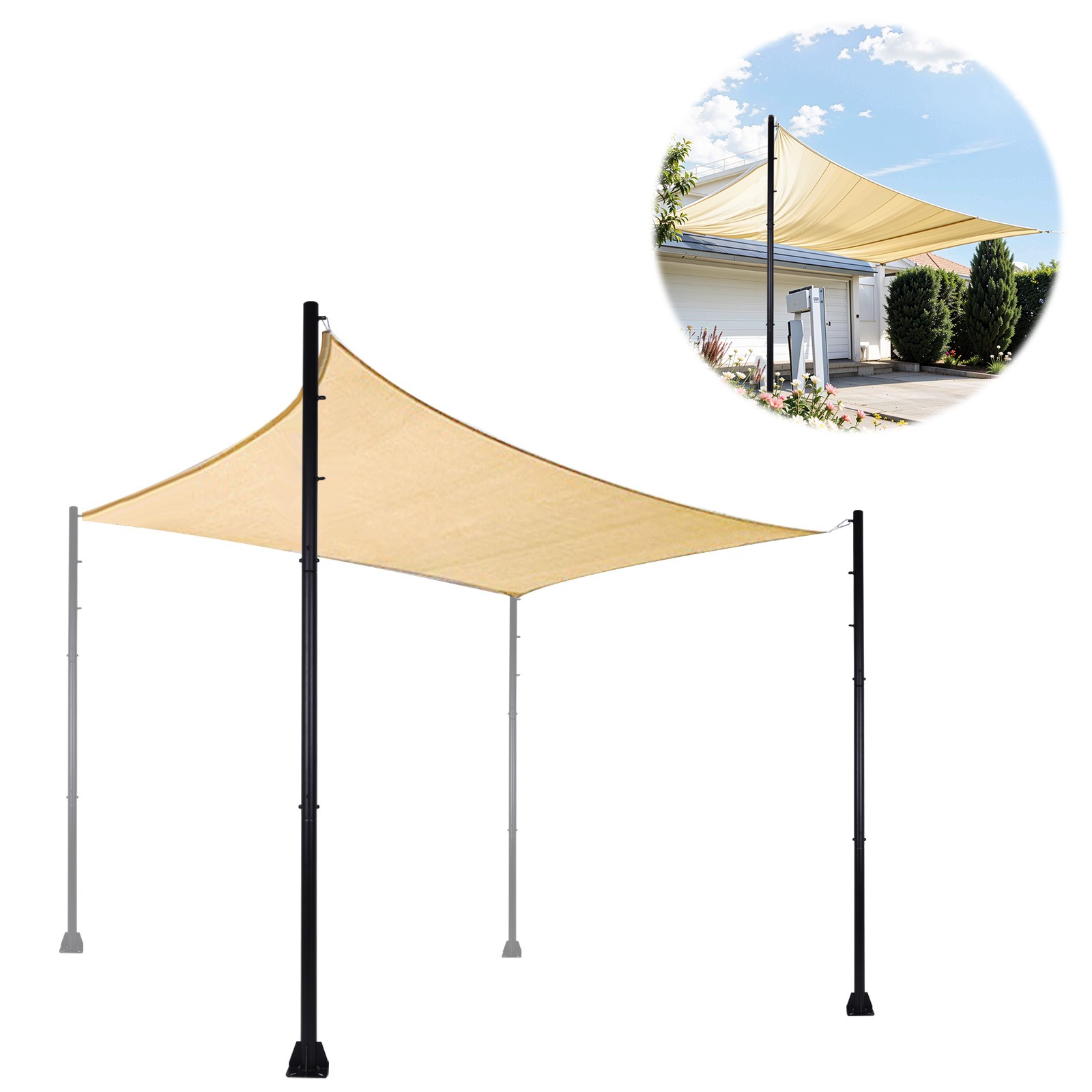 2 Pack 10FT Shade Sail Poles Heavy Duty Shade Sail Post for Garden Yard Backyard