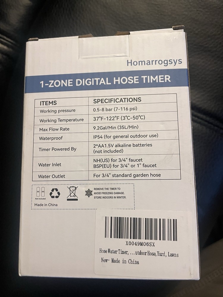 Homarrogsys Hose Timer 1 Zone Garden Hose Timer Water Hose Timer
