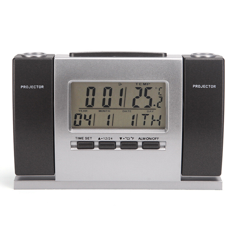 Projection Alarm Clock LCD Multi-function Time Temperature Display Snooze Clock